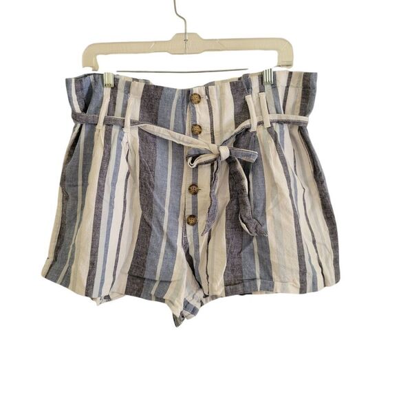 Striped Paperbag Waist Shorts - Picture 1 of 4